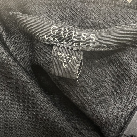 Guess Top Womens Medium Black Matilda Shadow Mesh Peplum Sleeveless Fitted USA - Picture 6 of 12